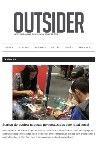 Artigo sobre a Puzzle Me no site da Revista Outsider