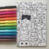 Quebra-cabeça para montar e colorir - "Gato e suas 7 vidas" - 48 peças - Montado e pronto para colorir