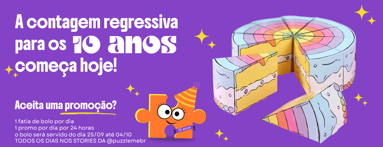 10 anos puzzle me bolo banner desk